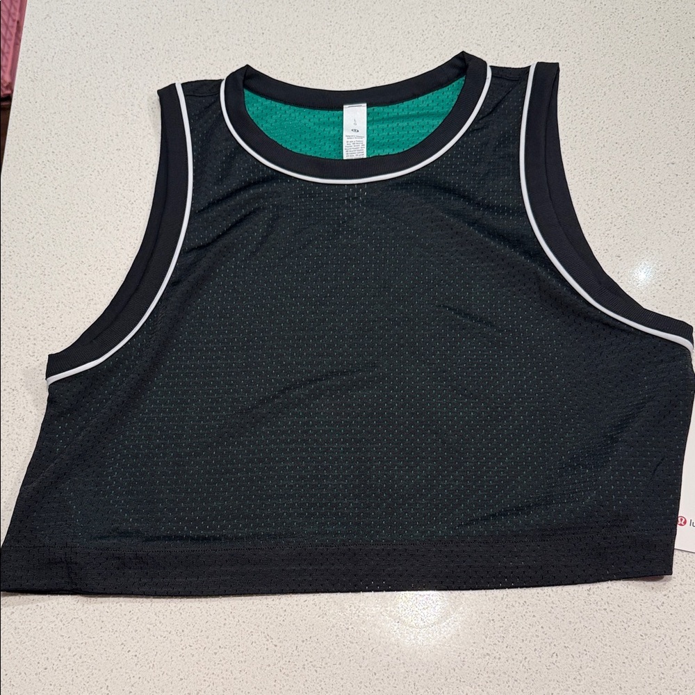 Lululemon Double-Layered Mesh Reversible Tank Top Black Raceway Green Large - Picture 4 of 13